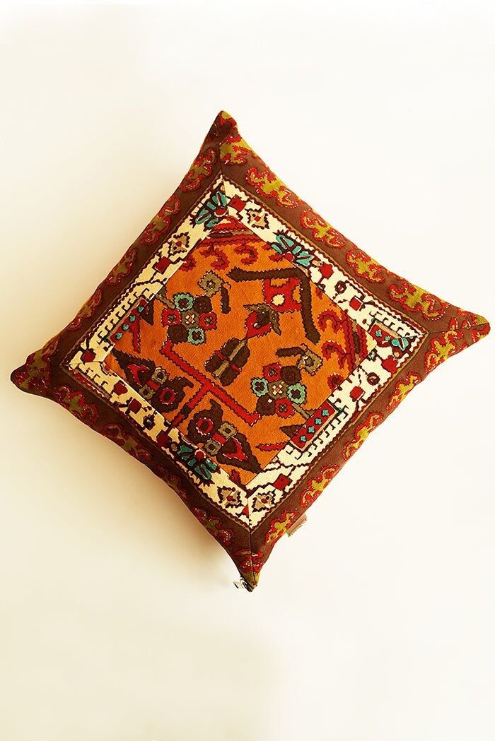 Federa per cuscino stampata a mano AFROZAN - Multicolore-02