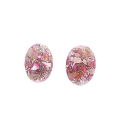 Boucles d'oreilles clips boucles d'oreilles pierre jaspe or rose