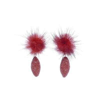 Boucles d'oreilles Danara clips d'oreilles perle rouge
