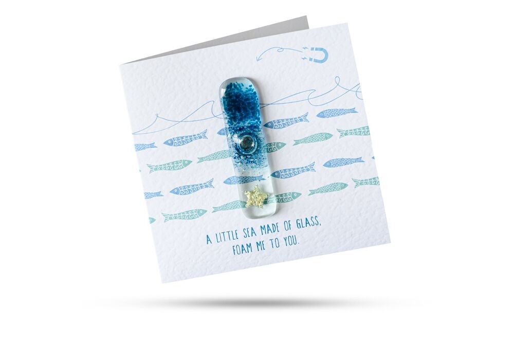 Seafoam Stick (Fisch) MAGNET geschmolzenem Glas Karte