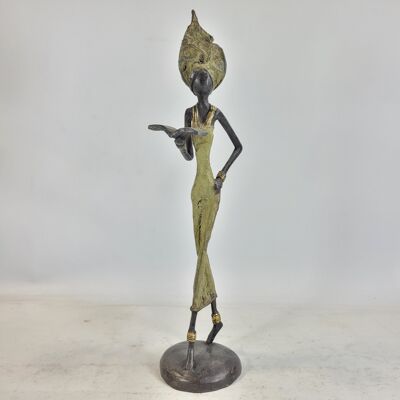 Bronze sculpture "Femme avec livre" by Issouf | 33-38cm