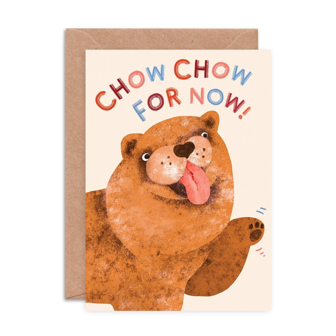 Chow-Chow für jetzt. Lustiger Hund verlässt die Grußkarte