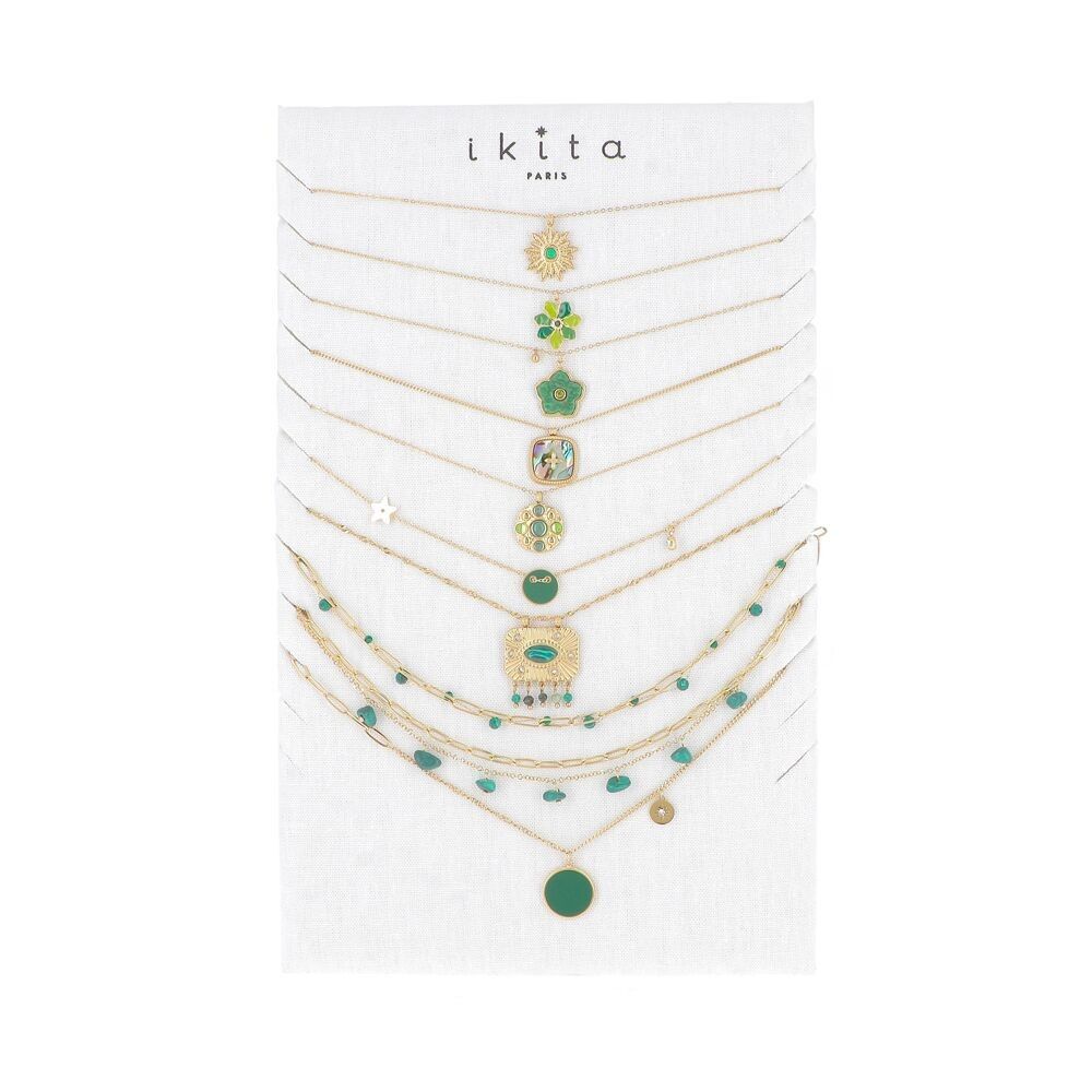 Kit mit 20 Halsketten zur kostenlosen Präsentation – Goldgrün