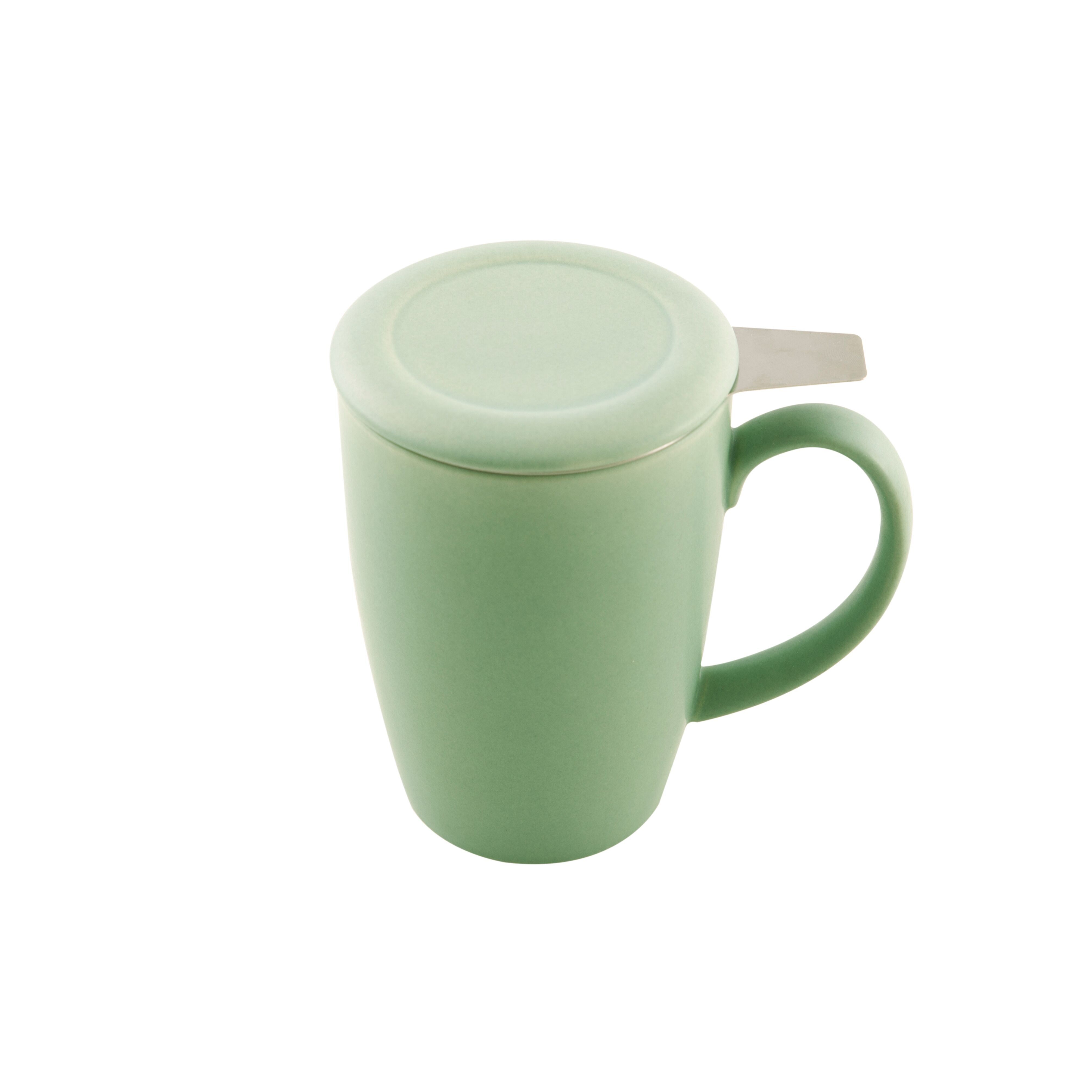 Tazza con infusore per tè e coperchio verde salvia opaco 400ml