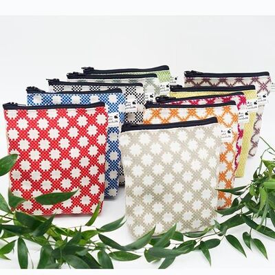 Lote de 10 petites trousses à maquillage en tissu précieux – Élégance en format compact