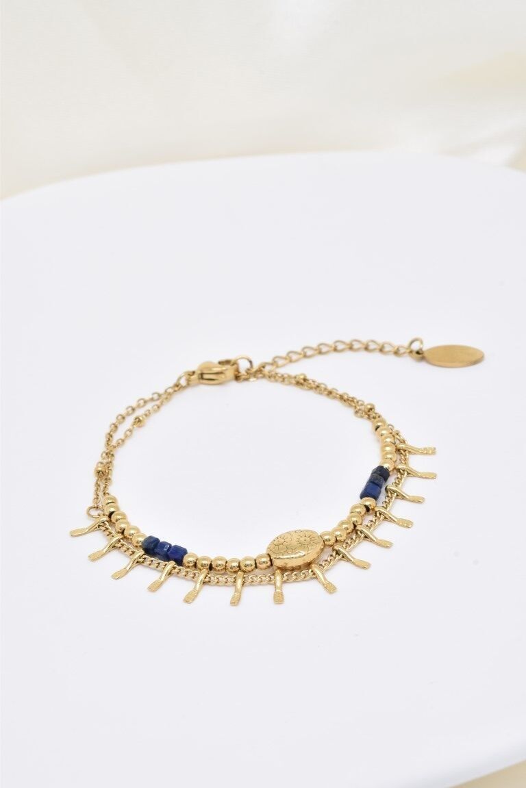 Bracciale in acciaio inossidabile a due file - BR210222OR-BL