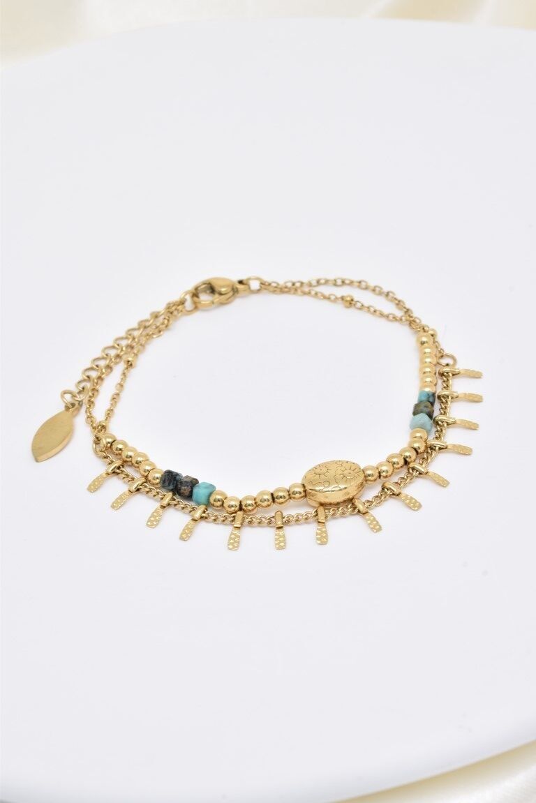 Bracciale in acciaio inossidabile a due file - BR210222OR-VR