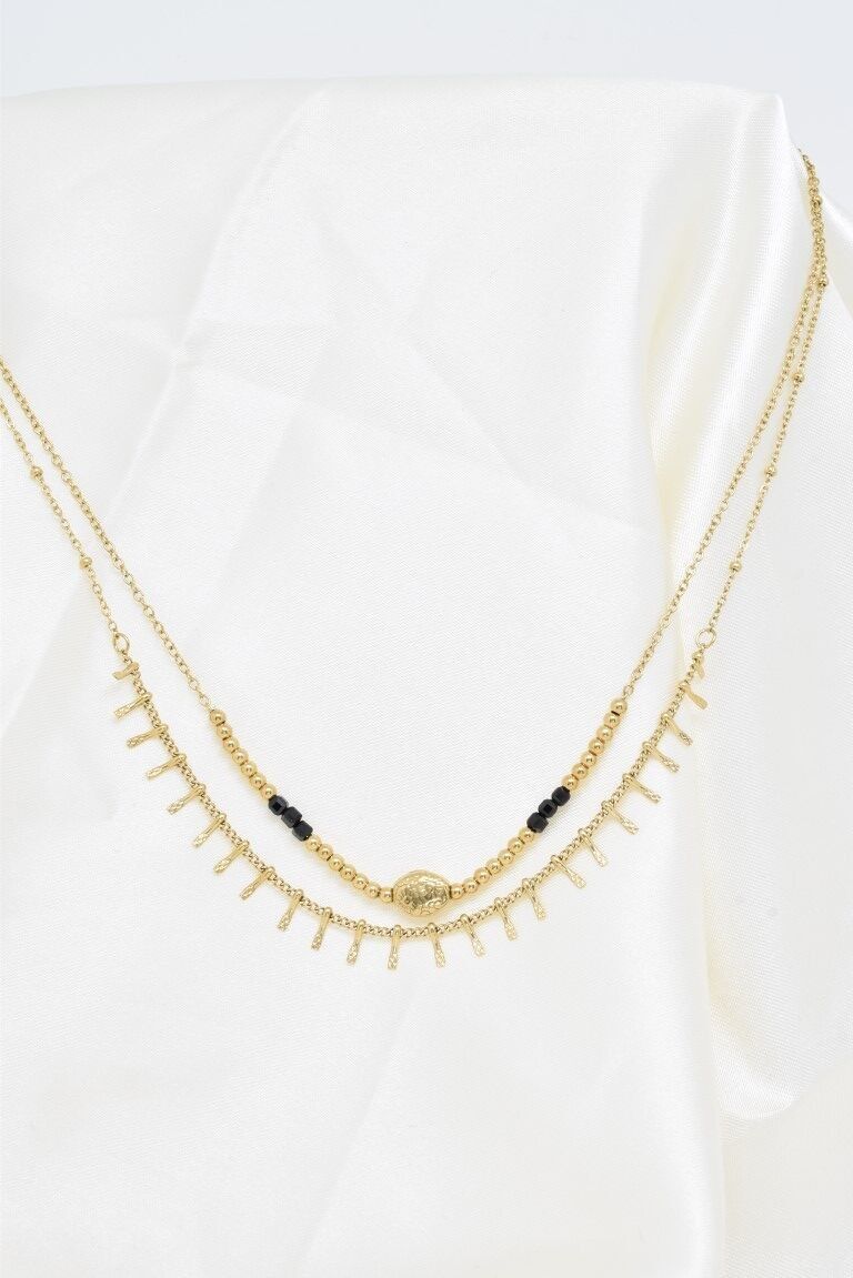 Collana a due fili in acciaio inossidabile - BJ210222OR-NO