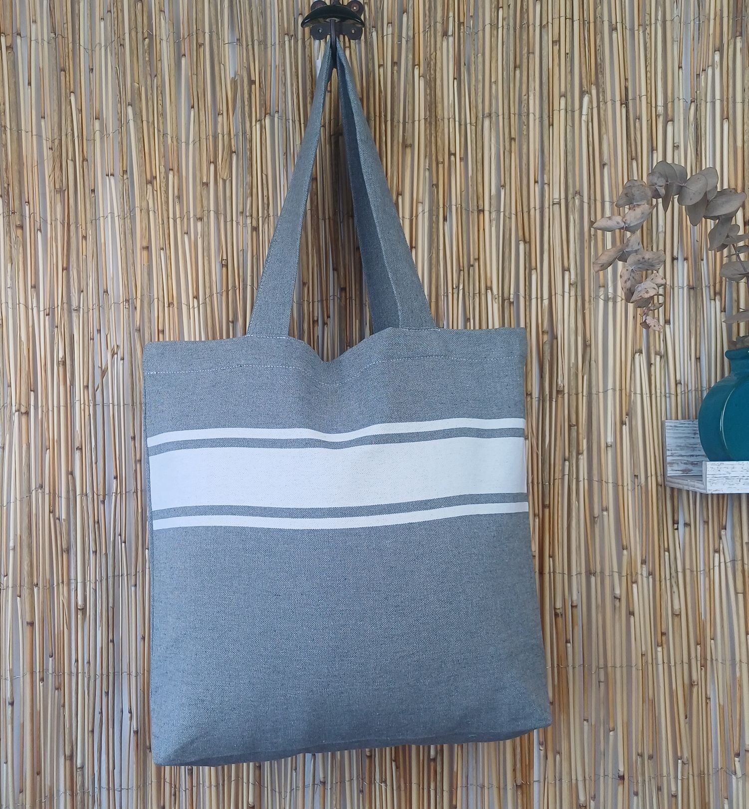 Borsa in tessuto 100% cotone - Grigio scuro