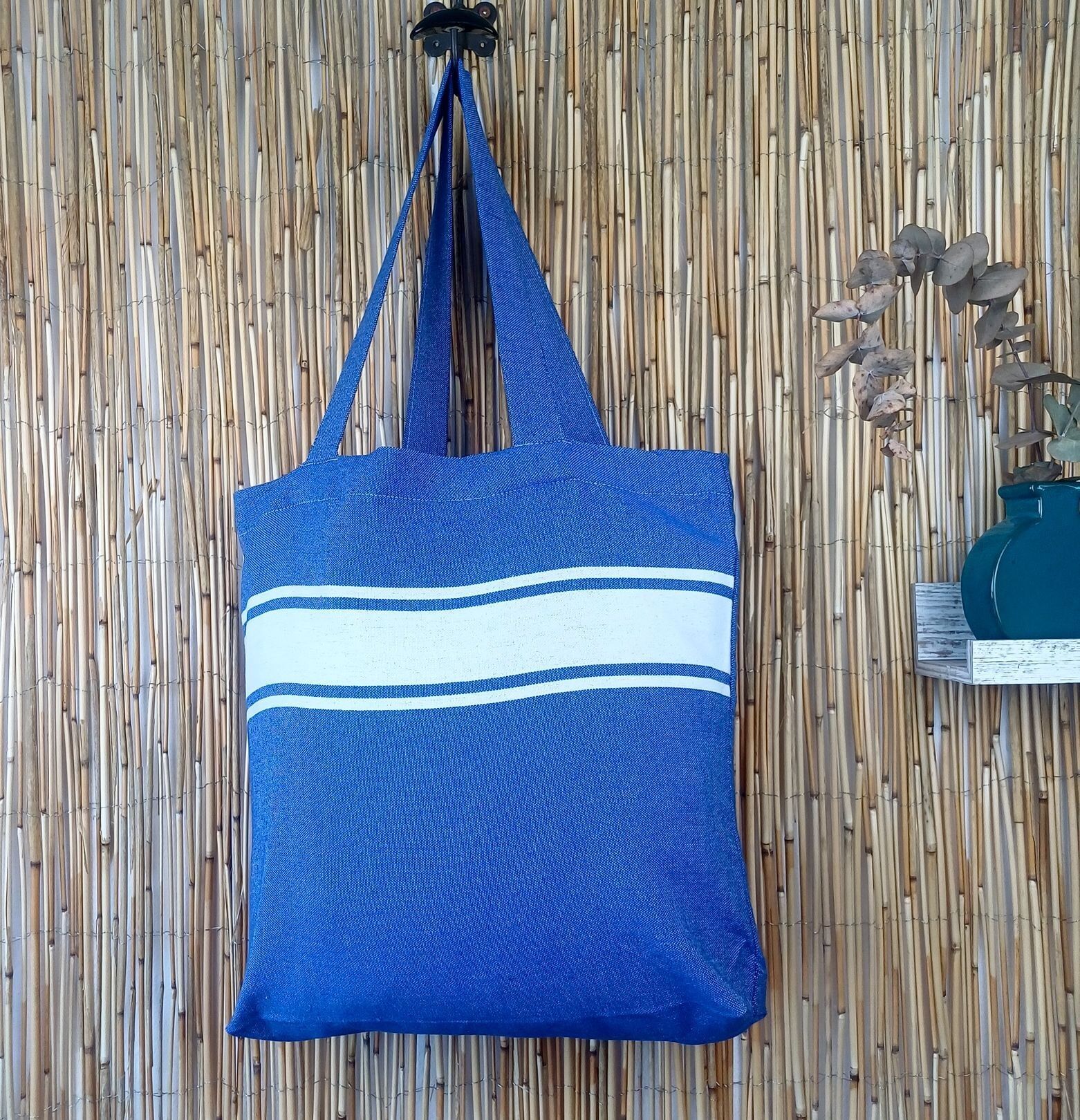 Borsa tote in 100% cotone - Blu reale