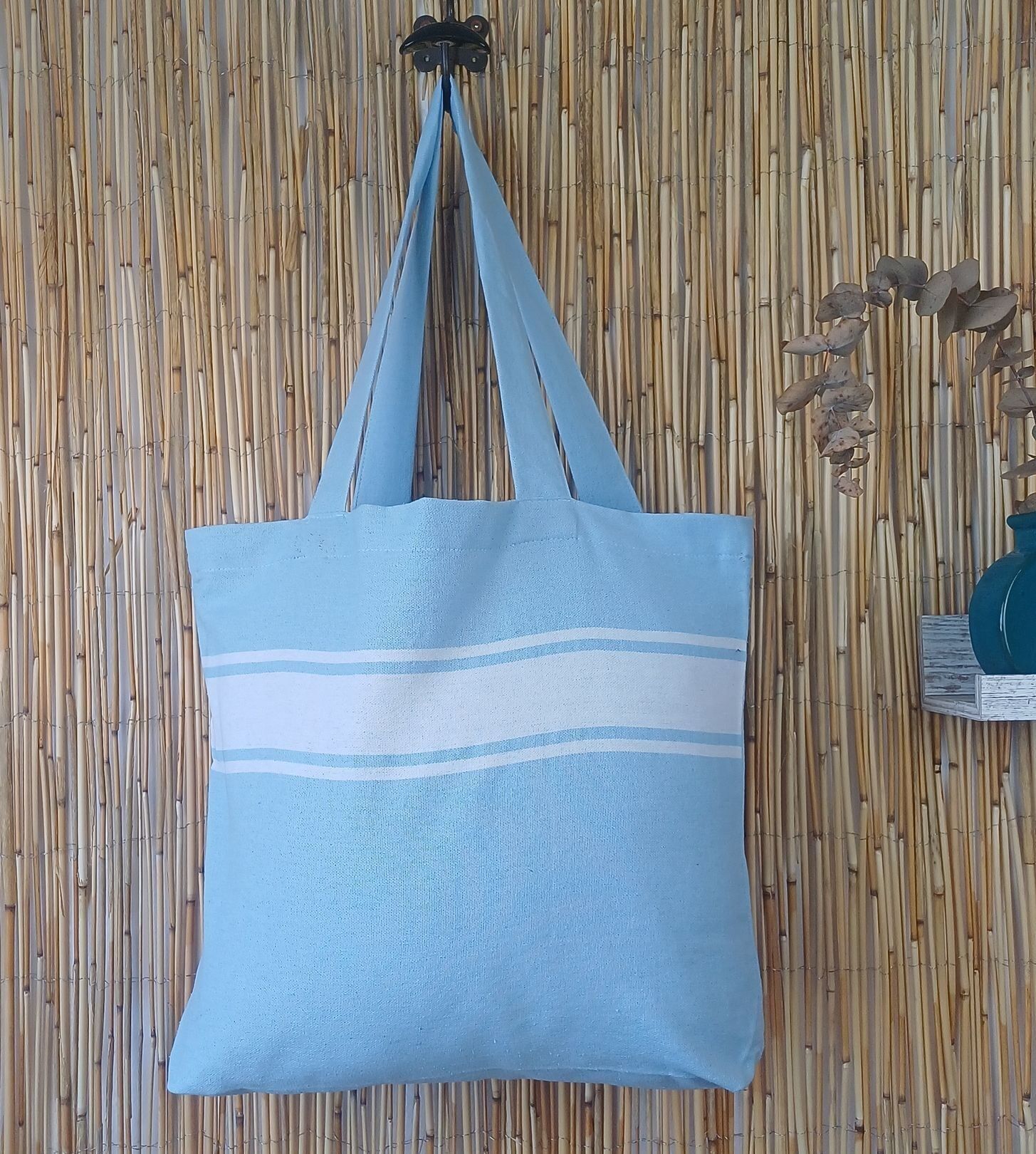 Borsa in tessuto 100% cotone – Celeste Blue