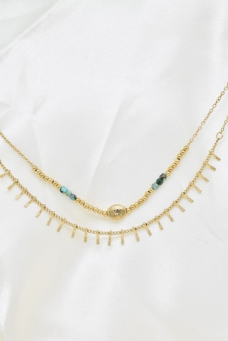 Collana a due fili in acciaio inossidabile - BJ210222OR-VR