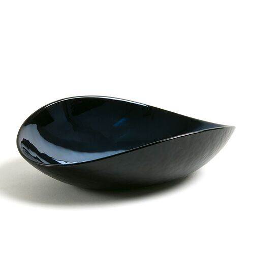 Pieghetta Nero, Piatto piccolo in Vetro di Murano piegato
