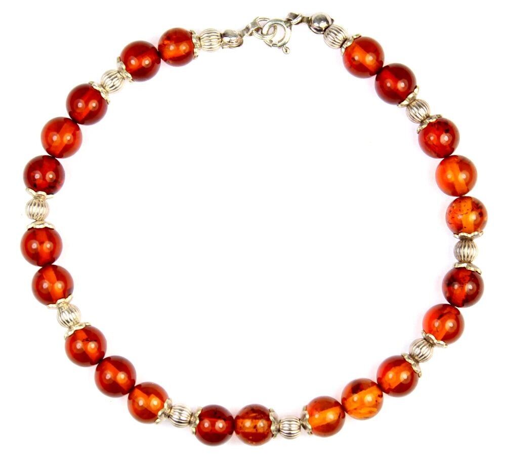 Echtes baltisches Bernstein 22 cm Armband Unisex - Runde Perlen 7x7 mm - BT0098