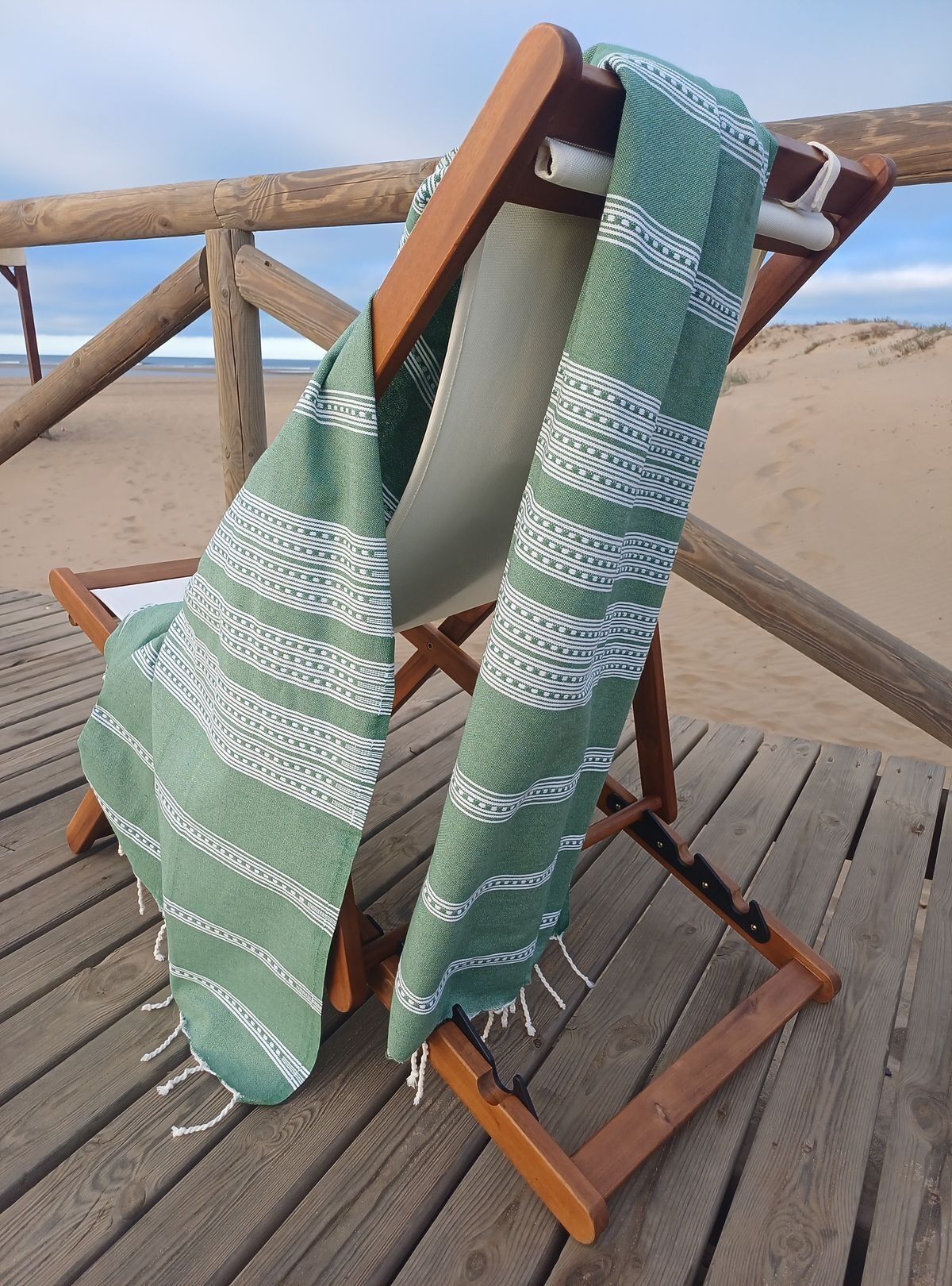 Granada Beach Fouta Flat Weave 100% Cotton Sage Green
