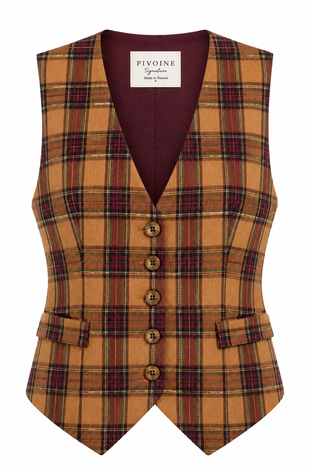 Academia Tartan camel/burgundy jacket