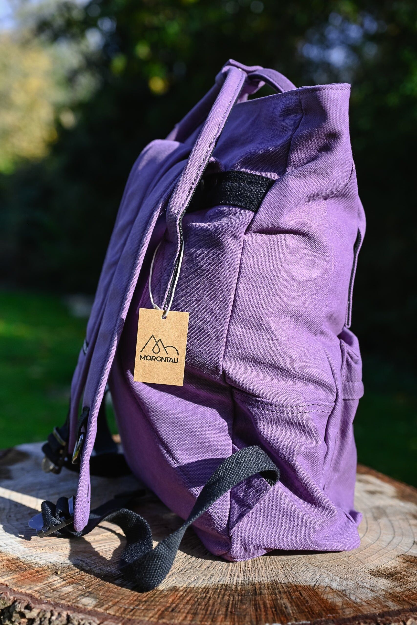 MORGNTAU Canvas-Rucksack "Kolibri" mit Tragegriffen - Dark Purple
