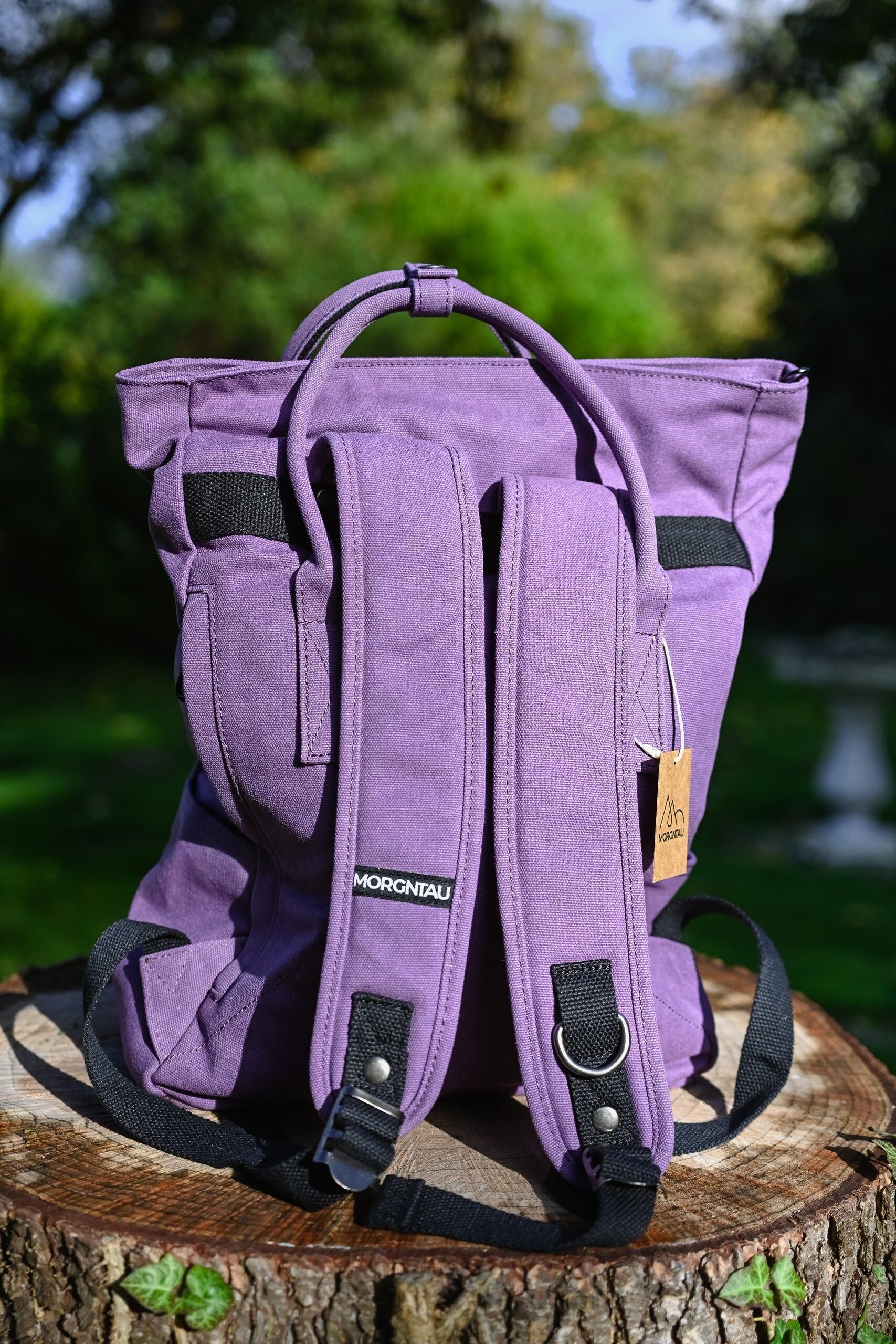 MORGNTAU Canvas-Rucksack "Kolibri" mit Tragegriffen - Dark Purple