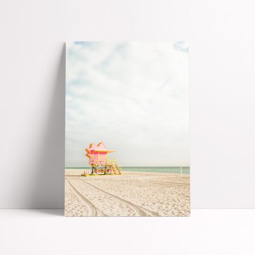 AFFICHE 30x40 CM - MIAMI BEACH, CABINE ROSE