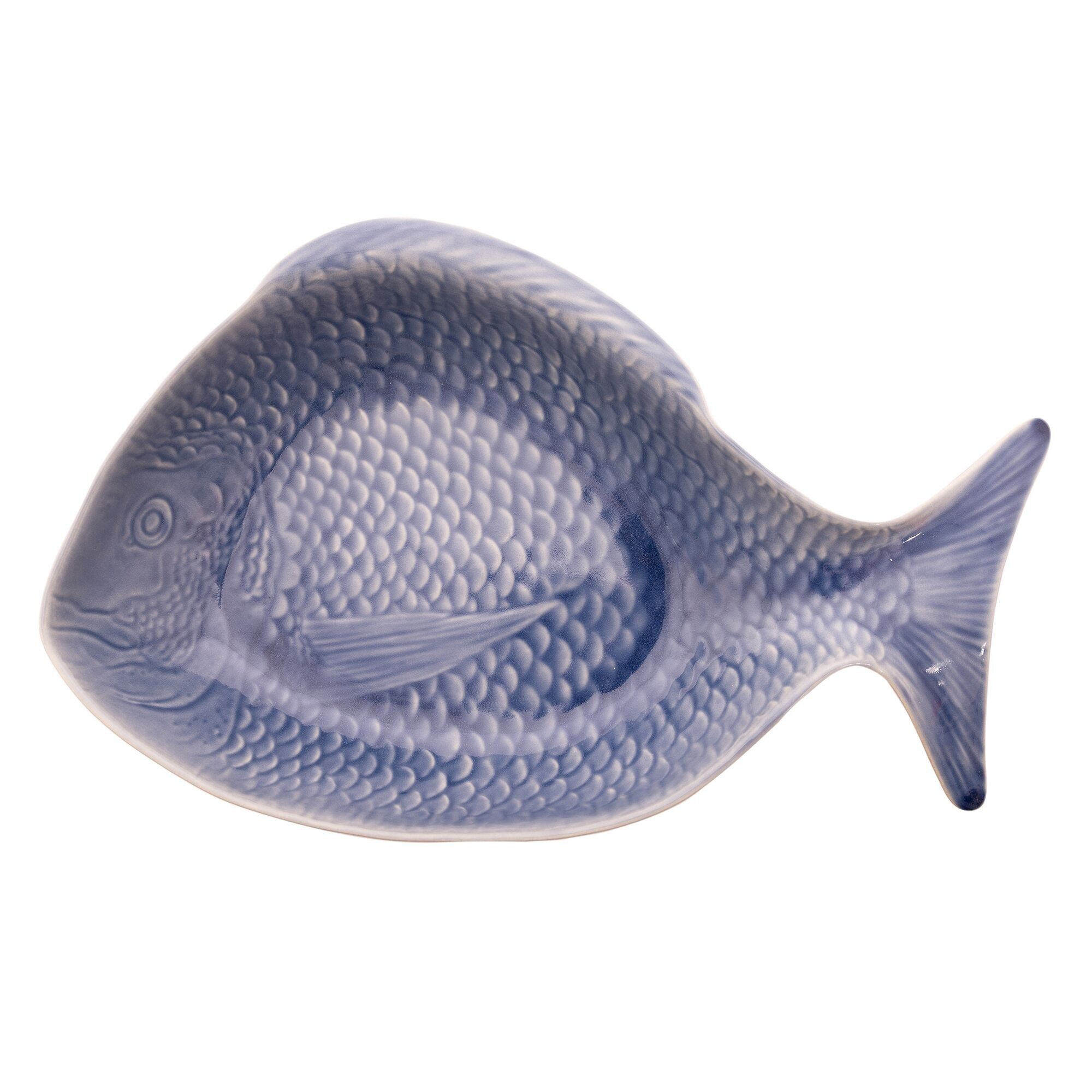 plato pescado gres azul 45x25xm