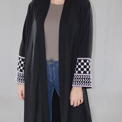 Abaya Nero | Design Palestina | Abbigliamento in stile kimono | Abito caftano | Modello Kuffiyeh | Palestina Abaya