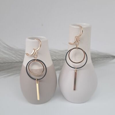 Pendientes - Geométrica - Ini - negro/oro
