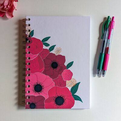 Carnet à Spirales gros bouquet d'Anémones