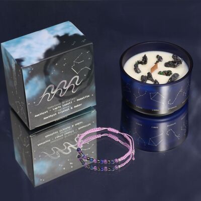 Bougies en cristal du zodiaque en gros avec bracelet en pierres précieuses