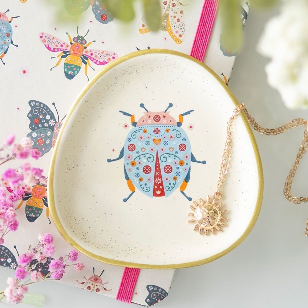 Portaoggetti coccinella floreale