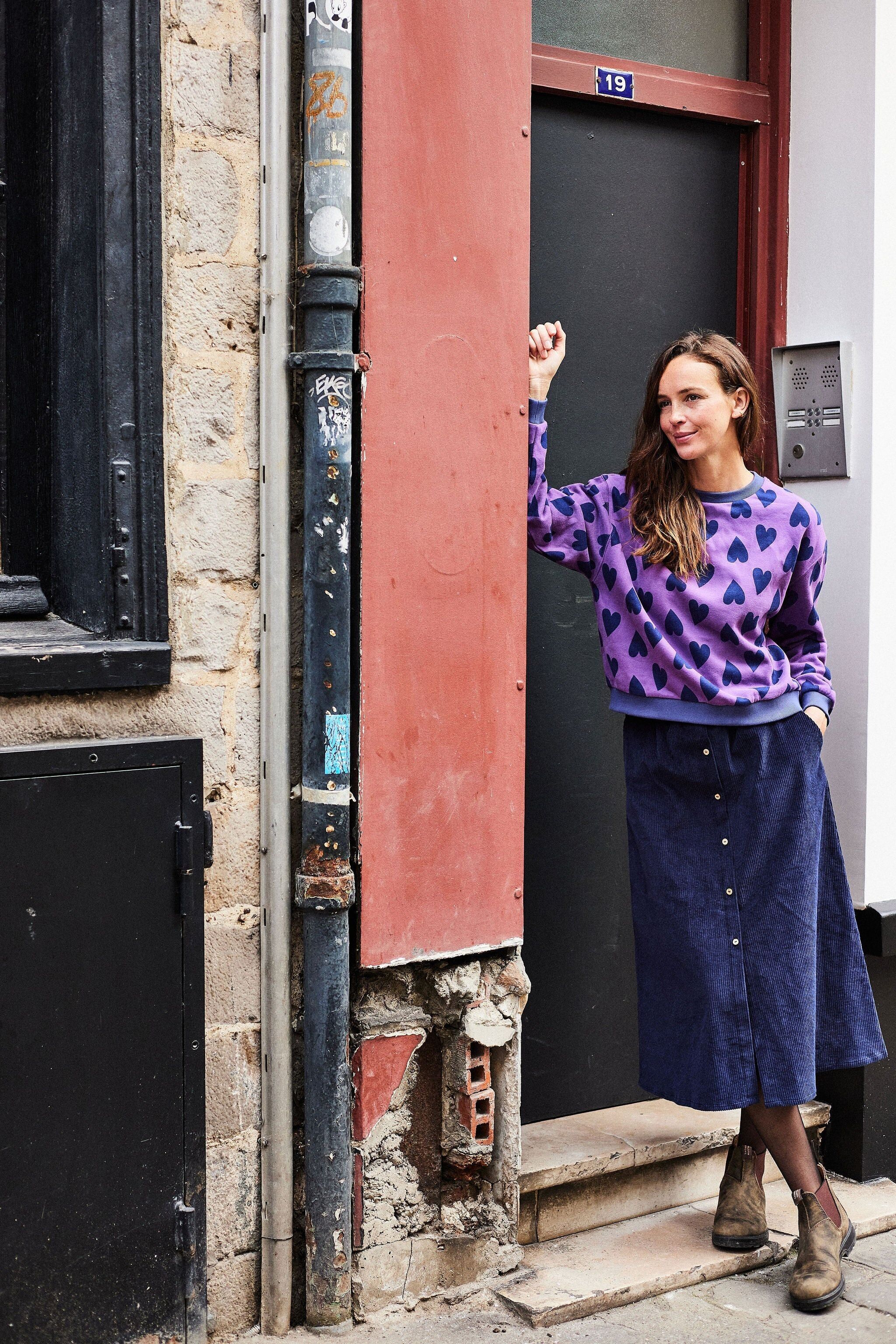 Edith Damen-Sweatshirt ##2799CW Lila Herz