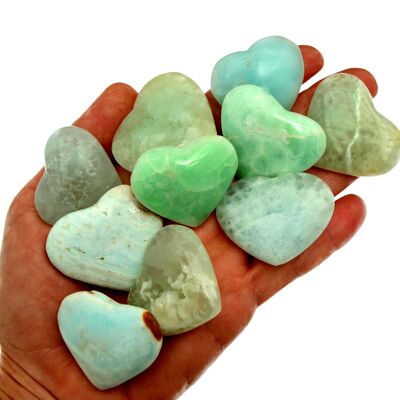 Lot de 10 cristaux de calcite des Caraïbes en forme de cœur (35 mm - 40 mm)