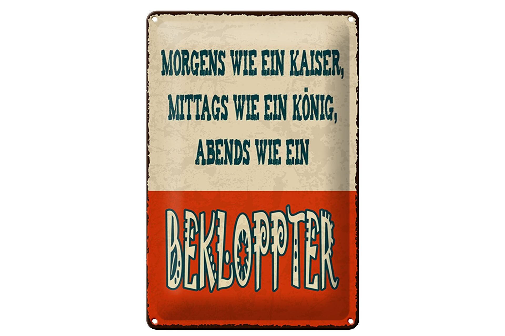 Cartel de chapa que dice 12x18 cm Mañana como cartel del Emperador