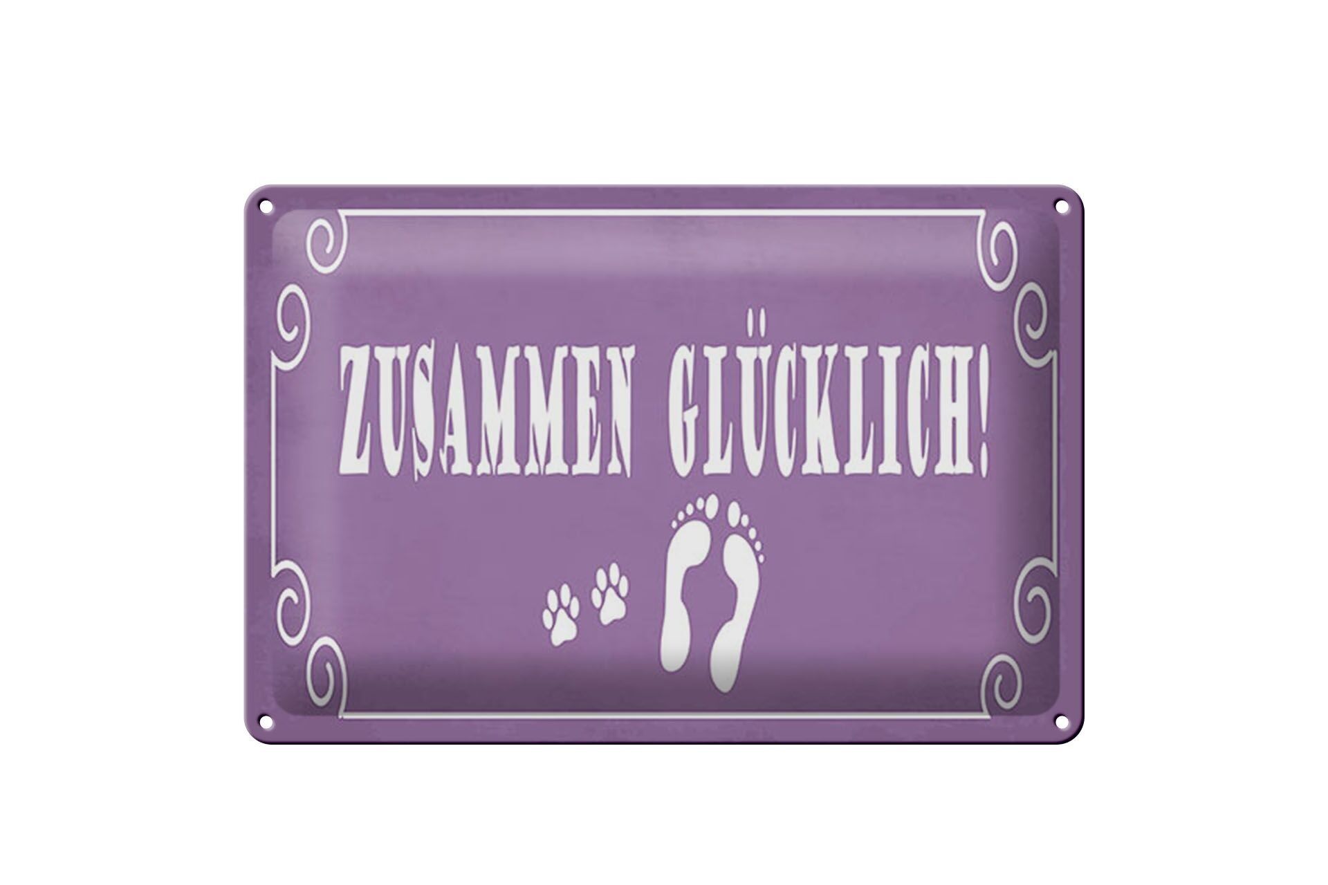 Targa in metallo con scritta "Insieme felice" 12x18 cm