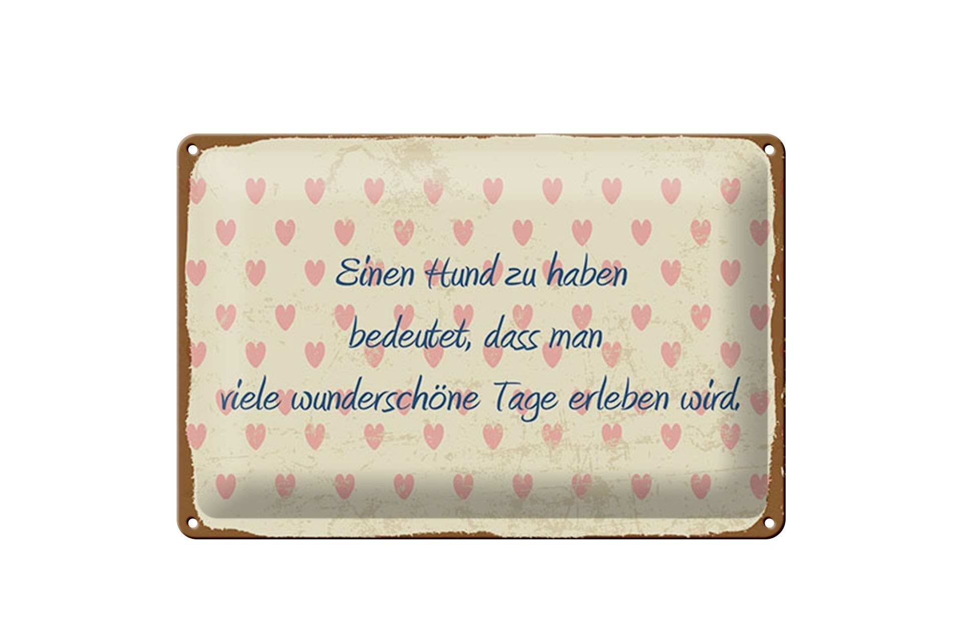 Targa in latta con scritta 12x18 cm Avere un cane significa segno