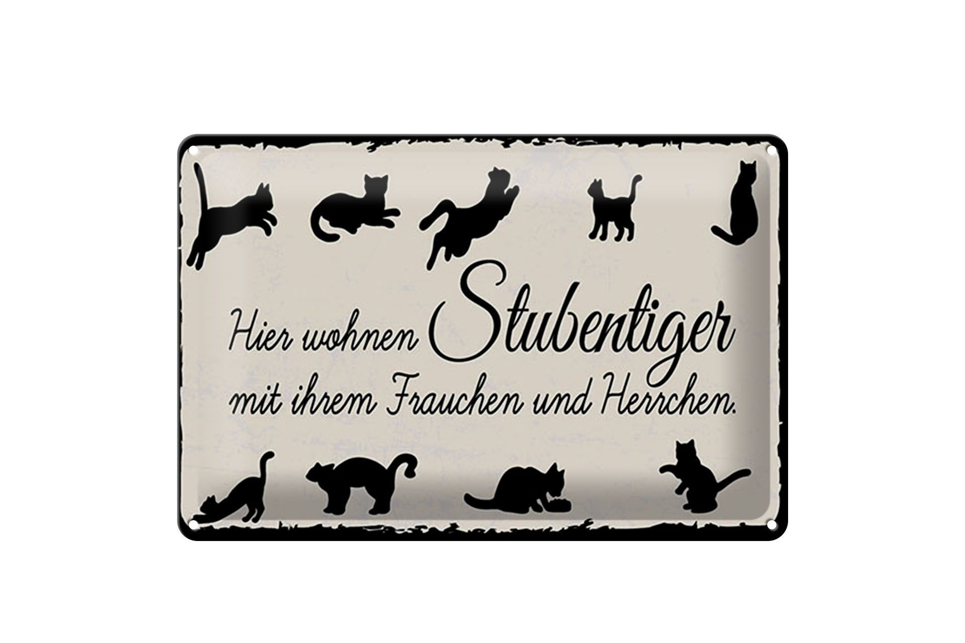 Tin sign saying 12x18 cm Here live house cats sign