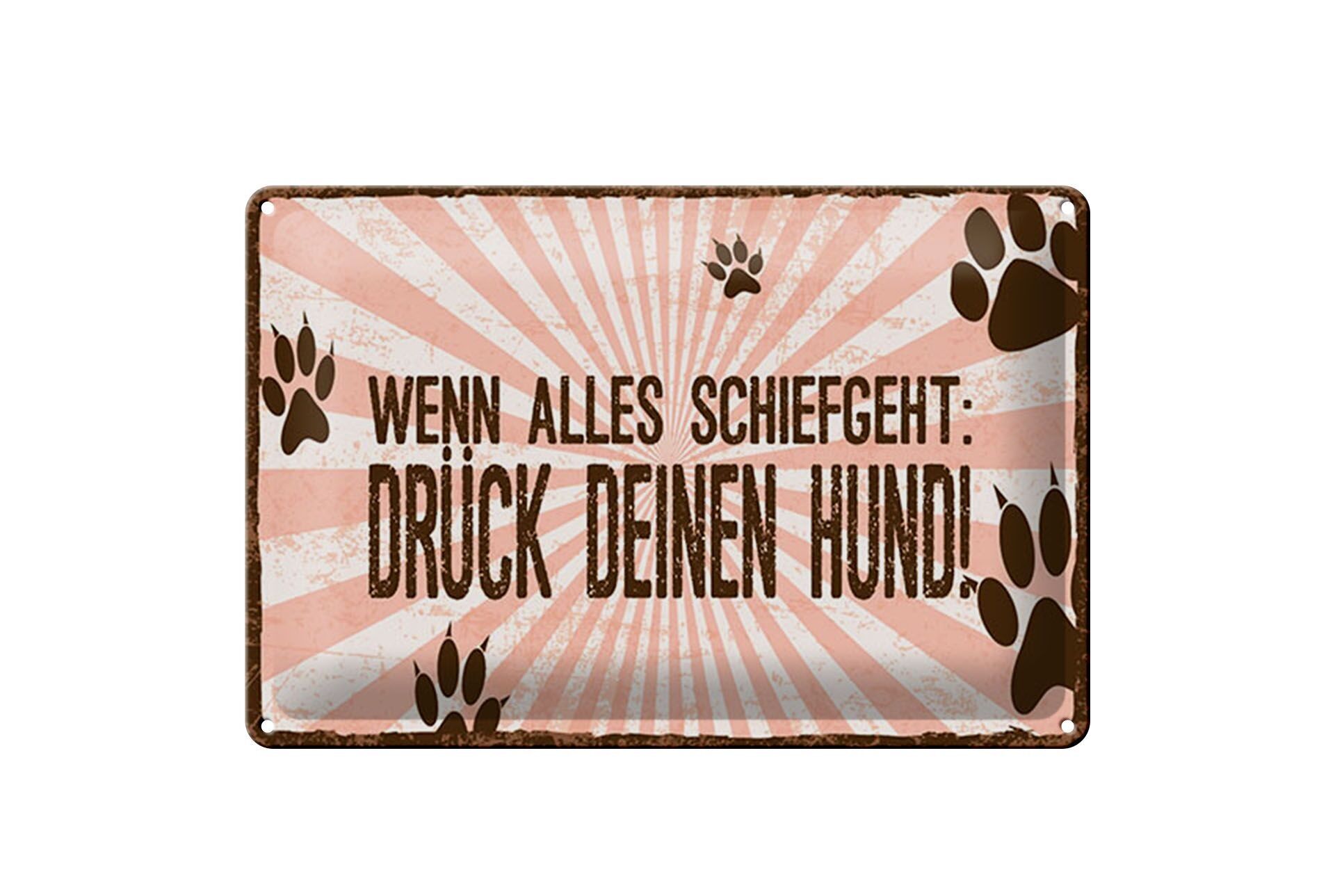 Targa in latta con scritta 12x18 cm Tutto è sbagliato, spingi il cartello del tuo cane