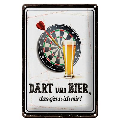 Plaque en tôle disant 12x18 cm Je m'offre des fléchettes et de la bière
