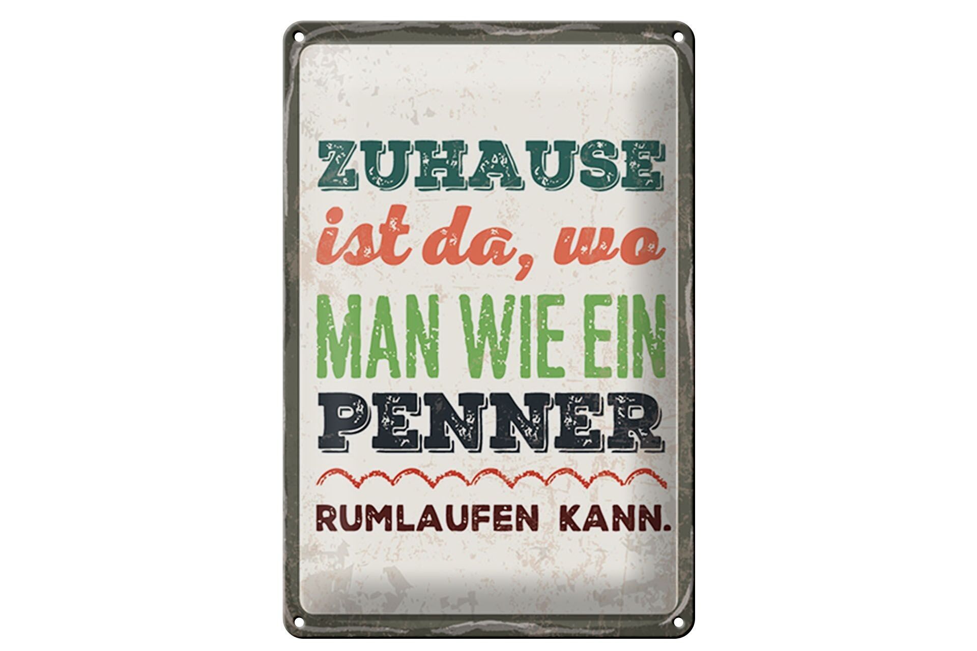 Cartel de chapa que dice 12x18 cm El hogar está aquí, cartel de vagabundo