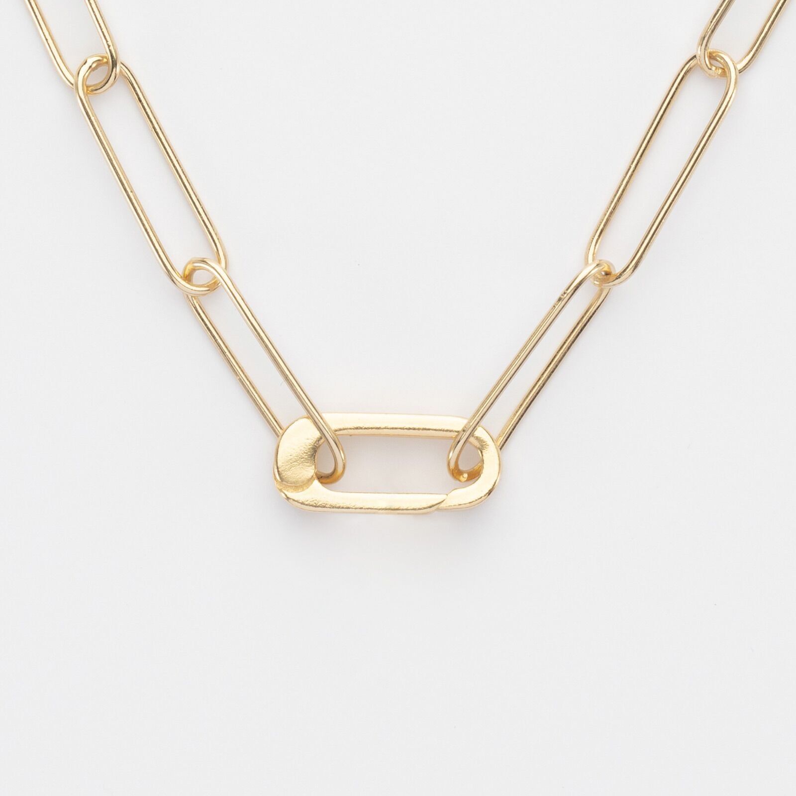 Chaîne grandes mailles mousqueton plaqué or