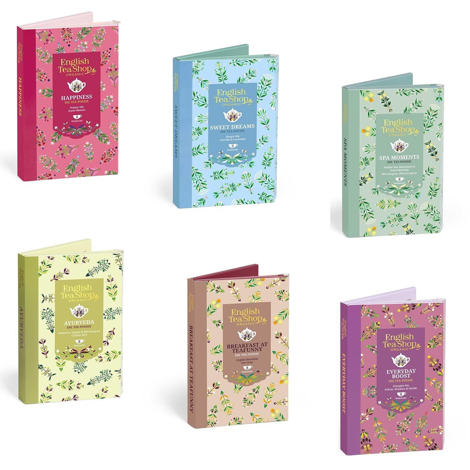 Set mit 6 Sorten "ETS Tee-Poesie" á 8 Teebeutel, BIO