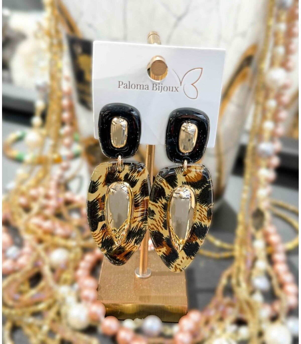 Acrylic earrings - Leopard and black