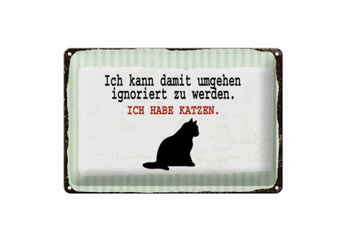 Blechschild Spruch 20x30 cm Ignoriert werden Katze Schild