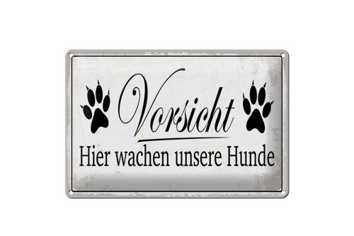 Blechschild Hinweis 20x30 cm Vorsicht hier wachen Hunde Schild