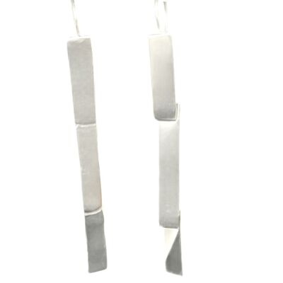 Pendiente Plata Única triple escama plata de ley 925 100%