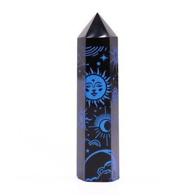 Puntas de Obsidiana Negra (aprox 60-70 gm 9cm) - Azul Medianoche