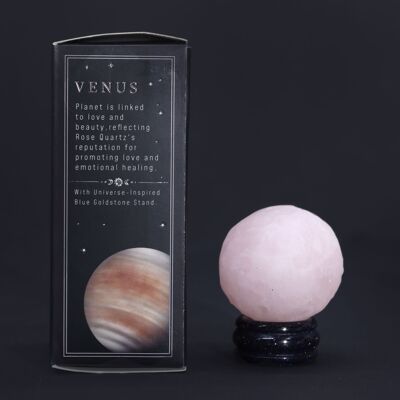 Rose Quartz Planet with Solar Holder 40mm (30x15mm holder)