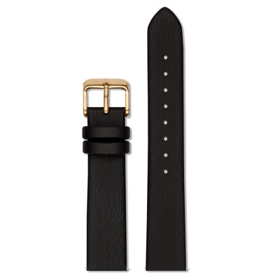 Nero con fibbia in oro spazzolato | 18mm