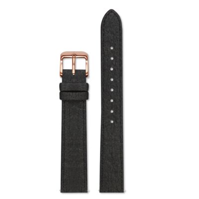 Piñatex Noir avec boucle en or rose brossé | 16 mm