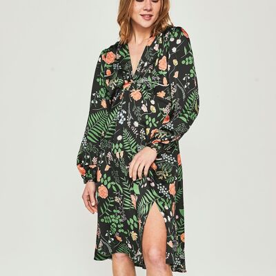 Robe courte noire à fleurs du Chili