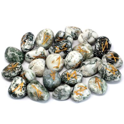 Indian Rune Set in Pouches - Agate Tree